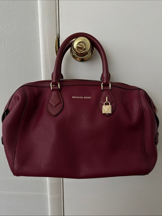 Michael Kors Handbags - Michael Kors Wine Leather Satchel with Gold Hardware